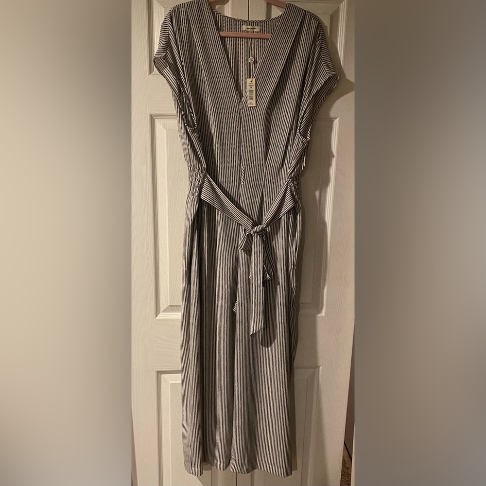 Max Studio Black and White Striped Jumpsuit - Picture 4 of 10